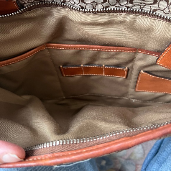 Coach Signature Hudson canvas Commuter tan briefcase laptop bag - Picture 10 of 16